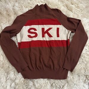 Brown and Red 'SKI' Sweater